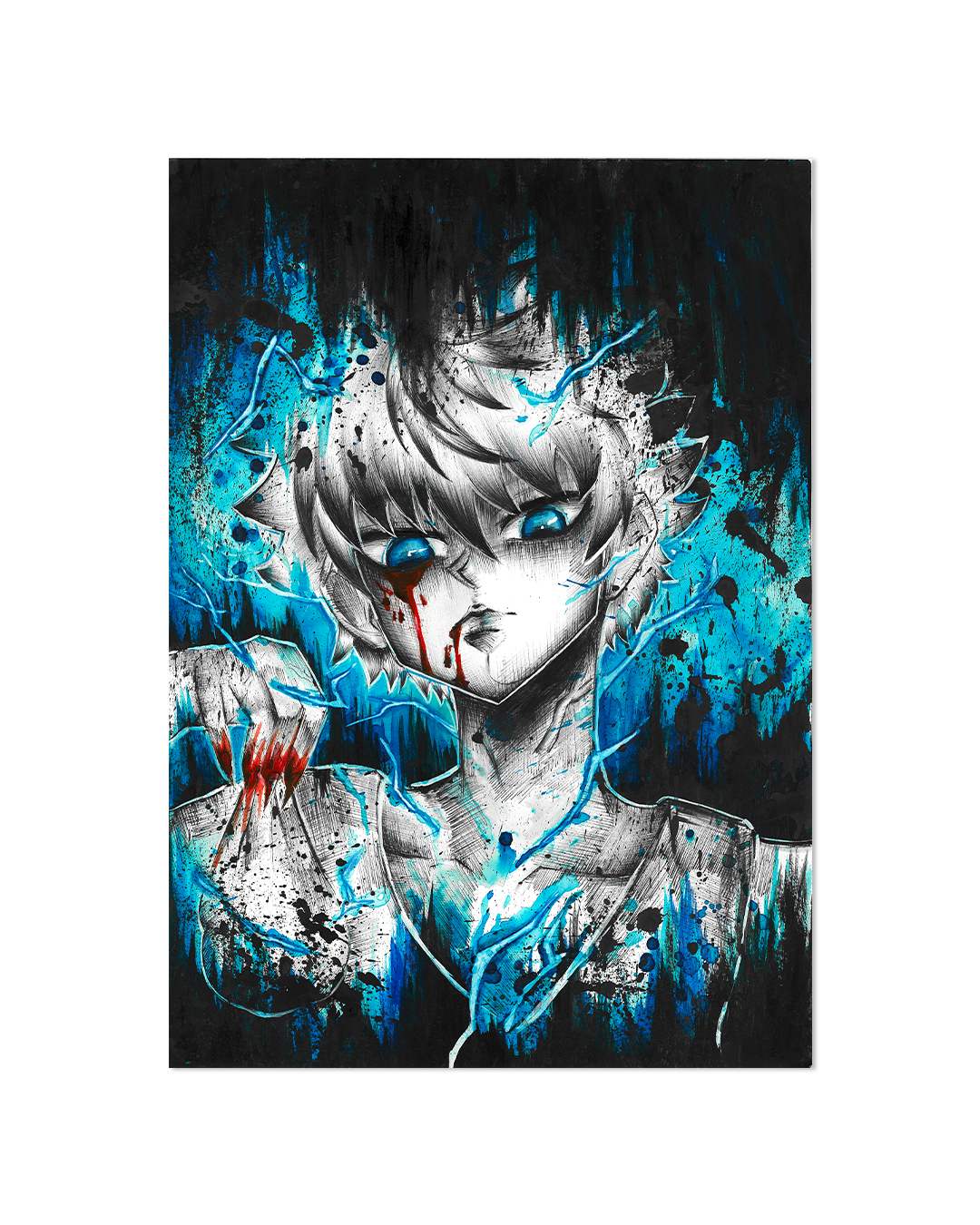 Blue thunder print A3