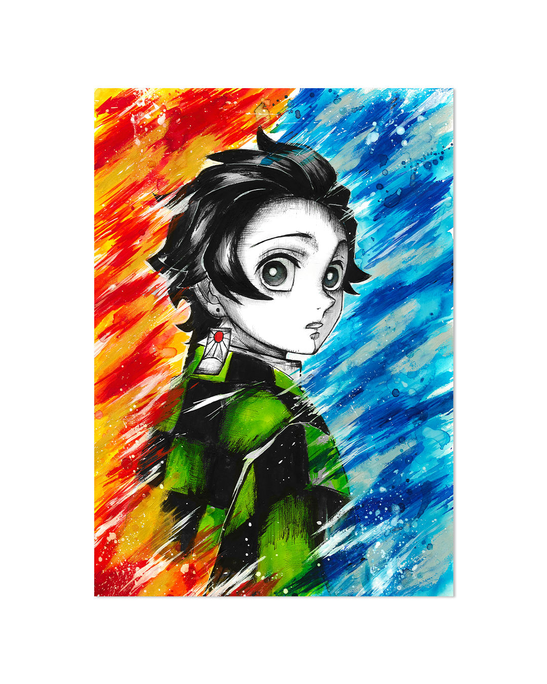 Fire and water print A3